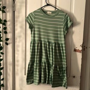 Sage green and white stripped dress